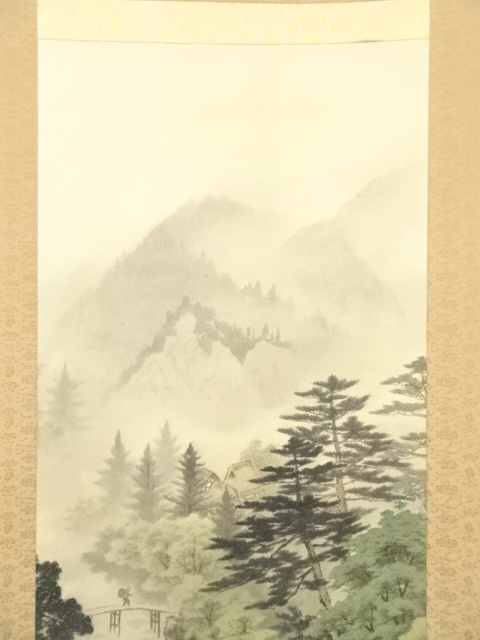 道具 ] - 道具 内田幸堂筆 彩色山水 肉筆絹本掛軸（共箱） | ネット